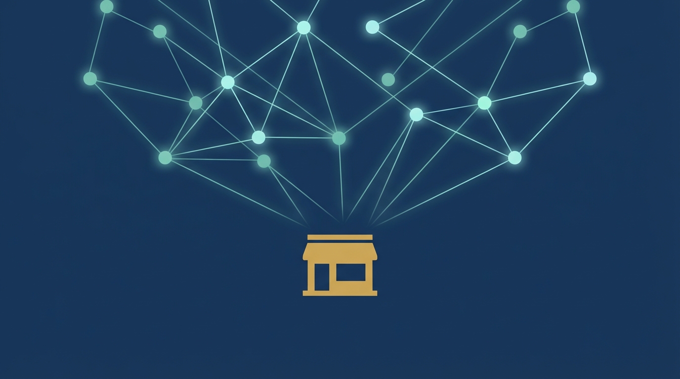 AI neural nodes converging on a small law office