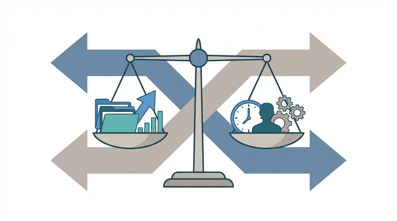 Balancing scales representing growth versus capacity