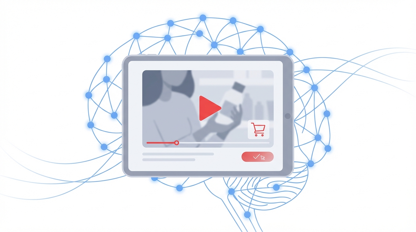 AI-powered video creation and in-app shopping on a mobile device