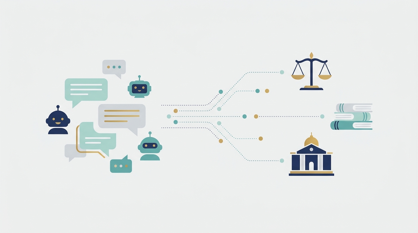 AI agents connecting to legal symbols