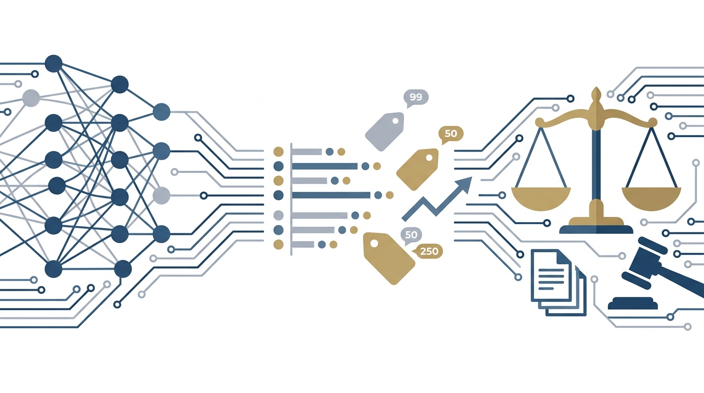 AI-driven pricing and governance visual for legal marketing